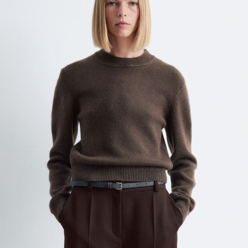 & Other Stories Brown Crewneck Sweater - Picture 3 of 6